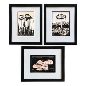 3 Framed Mushroom Block Print, Prints Julie de Graag
